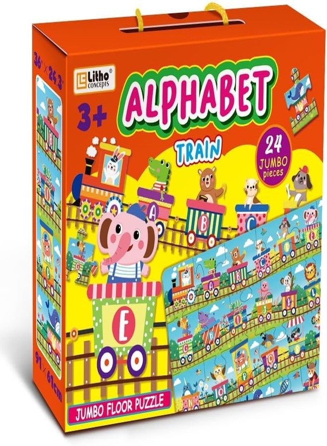 LithoConcepts Learn ABC with Fun! 24pc Alphabet Train Jumbo Floor Puzzle for Toddlers - Interactive Educational Toy for Ages 3+ - Image 1